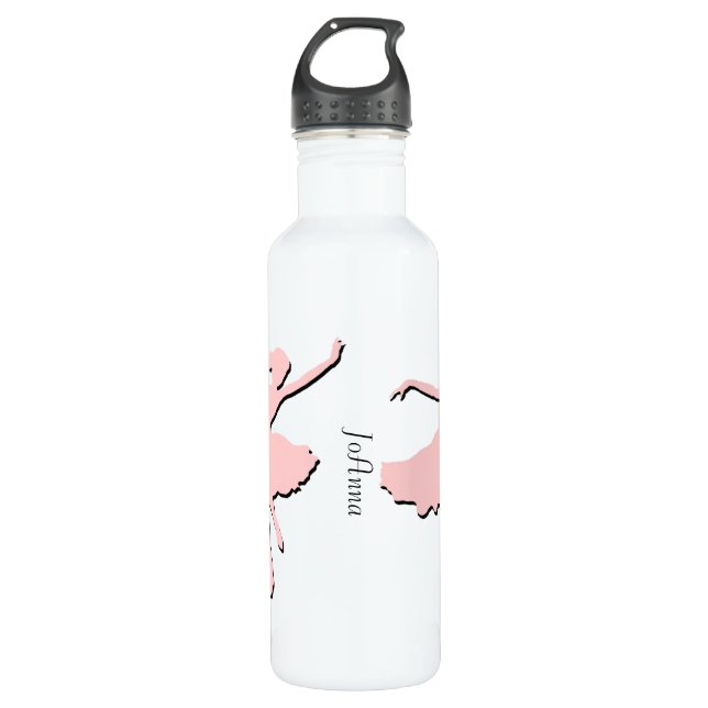 Pink Ballet Dancing Custom Stainless Steel Water Bottle (Front)