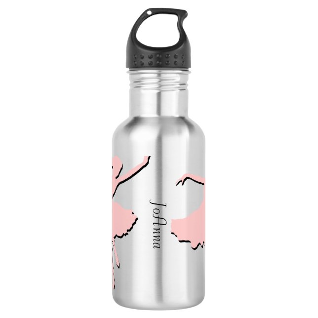 Pink Ballet Dancing Custom Stainless Steel Water Bottle (Front)