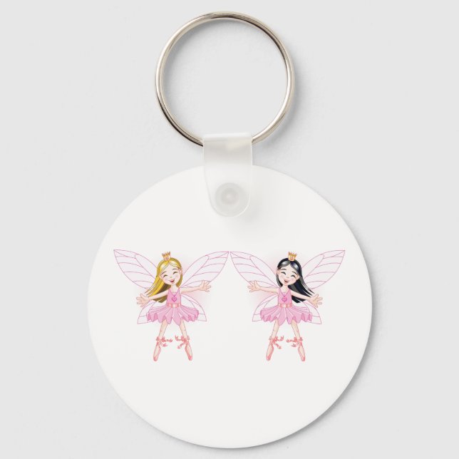 Pink Ballet Fairy Girls Keychain (Front)