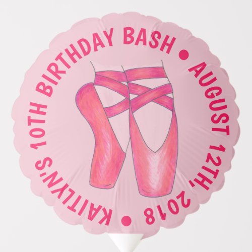 Pink Ballet Pointe Shoes Ballerina Dance Birthday Balloon
