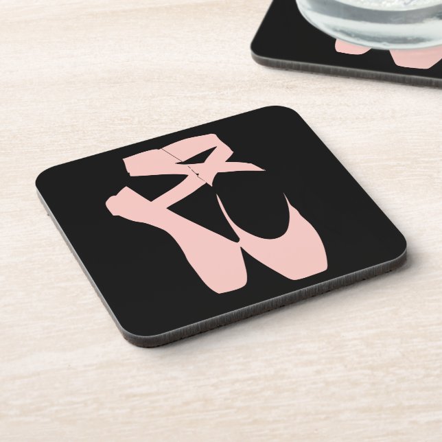 Pink ballet pointe shoes beverage coaster (Left Side)