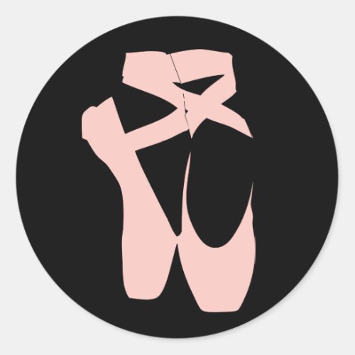 Pink ballet pointe shoes classic round sticker