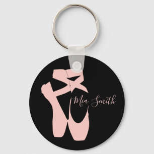 Pink ballet pointe shoes keychain