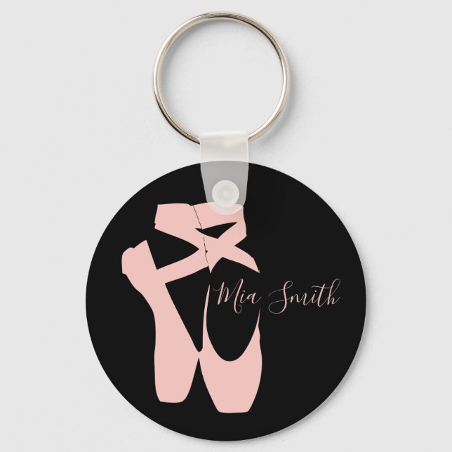 Pink ballet pointe shoes keychain (Front)