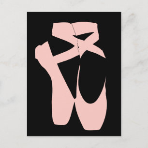 Pink ballet pointe shoes postcard