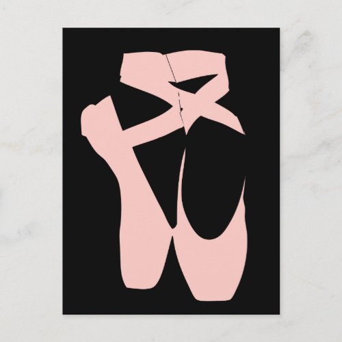 Pink ballet pointe shoes postcard