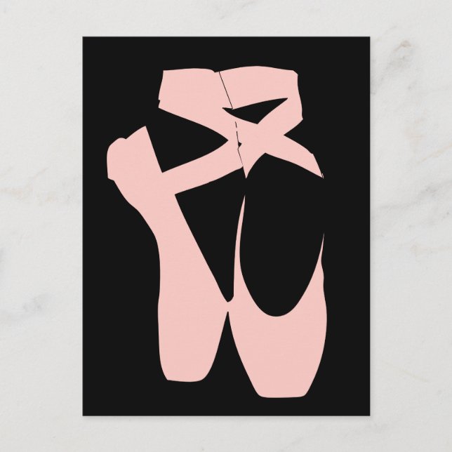 Pink ballet pointe shoes postcard (Front)