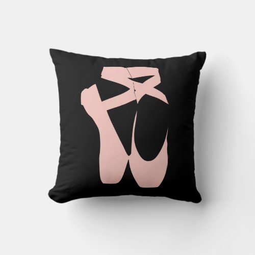 Pink ballet pointe shoes throw pillow