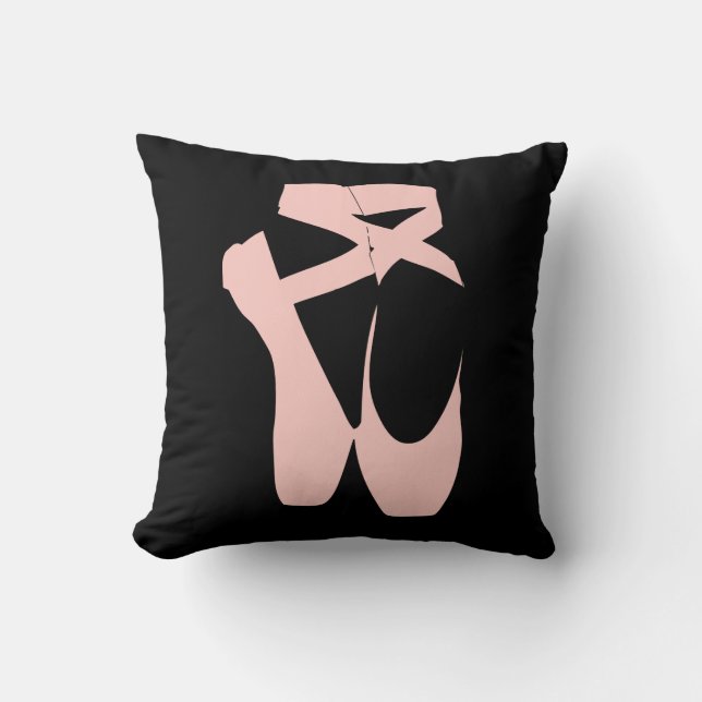 Pink ballet pointe shoes throw pillow (Front)