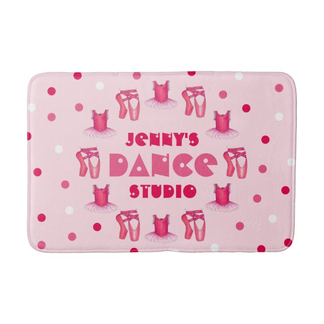 Pink Ballet Pointe Shoes Tutu Ballerina Dance Bath Mat (Front)