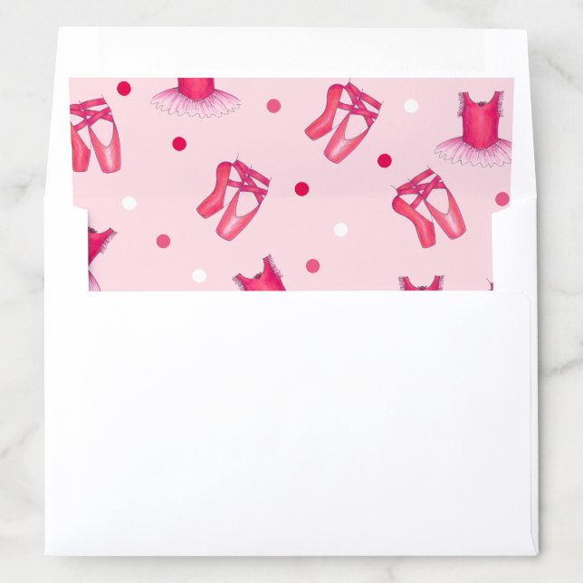 Pink Ballet Pointe Shoes Tutu Ballerina Dance Envelope Liner (In Envelope)