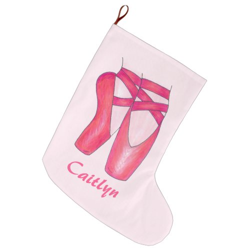 Pink Ballet Pointe Toe Shoe Dancer Ballerina Dance Large Christmas Stocking