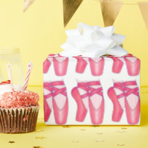 Pink Ballet Pointe Toe Shoes Ballerina Dance Class Wrapping Paper