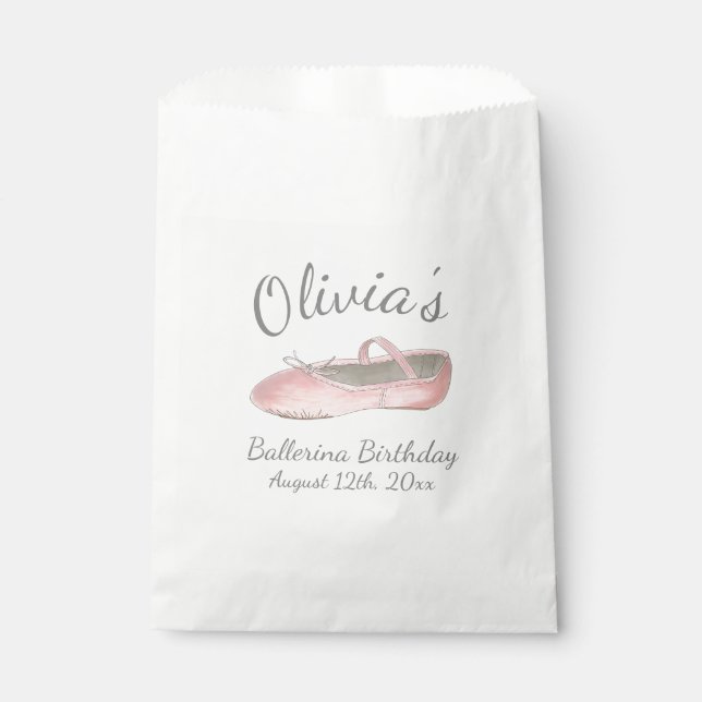 Pink Ballet Shoe Ballerina Birthday Party Dance Favor Bag (Front)