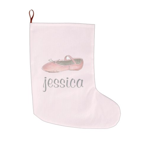 PInk Ballet Shoe Dance Personalized Ballerina Large Christmas Stocking