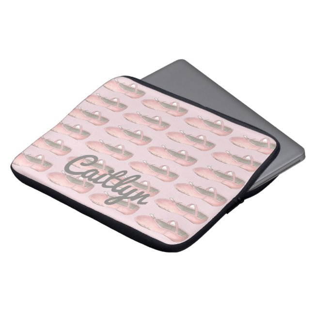 Pink Ballet Shoe Personalized Dance Teacher Dancer Laptop Sleeve (Front Top)