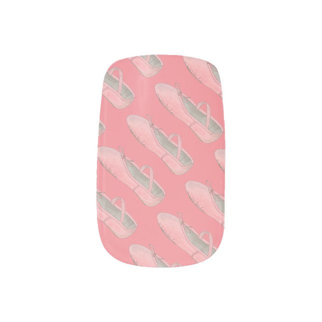 Pink Ballet Shoe Print Dance Teacher Ballerina Minx Nail Wraps (Right Thumb)