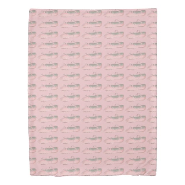 Pink Ballet Shoe Slipper Ballerina Dance Teacher Duvet Cover (Front)