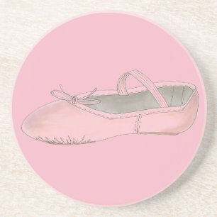 Pink Ballet Shoe Slipper Ballerina Dance Teacher Sandstone Coaster