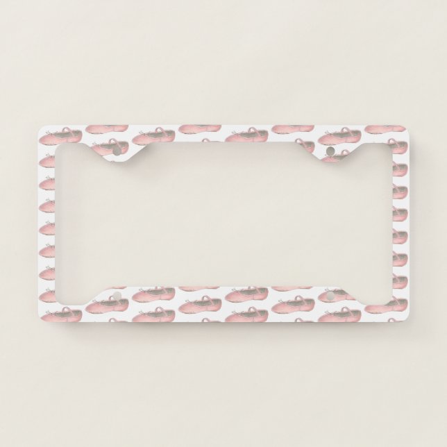 Pink Ballet Shoe Slipper Dance Teacher Ballerina License Plate Frame (Front)