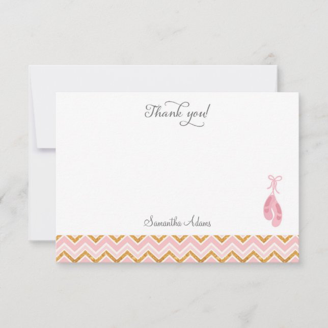 Pink Ballet Shoe Thank You Card (Front)