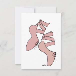 Pink Ballet Shoes Art Invitation