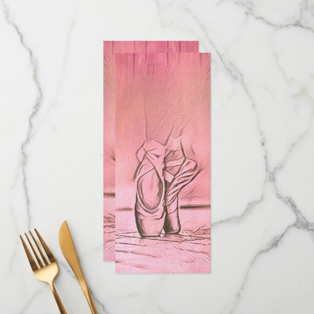 Pink Ballet Shoes Ballerina Menu (Front/Back In Situ)