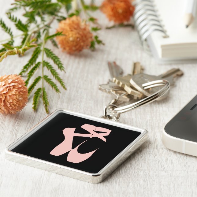 Pink ballet shoes ballet dancer keychain (Side)