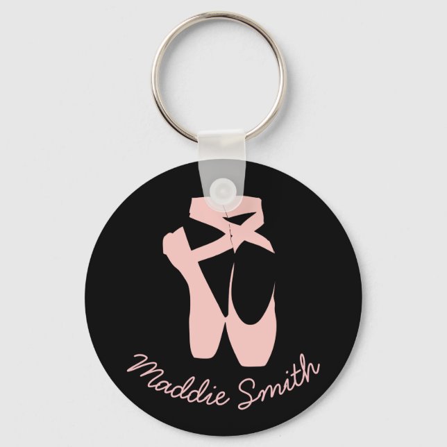 Pink ballet shoes ballet dancer keychain (Front)