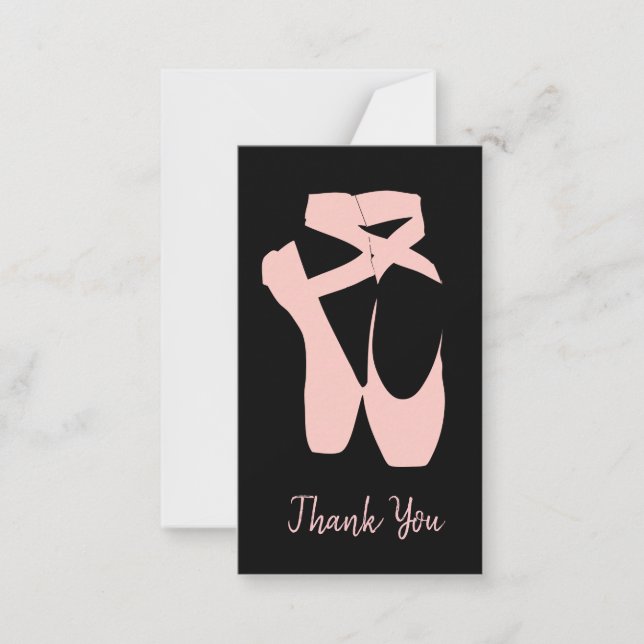 Pink ballet shoes ballet dancer note card (Front)