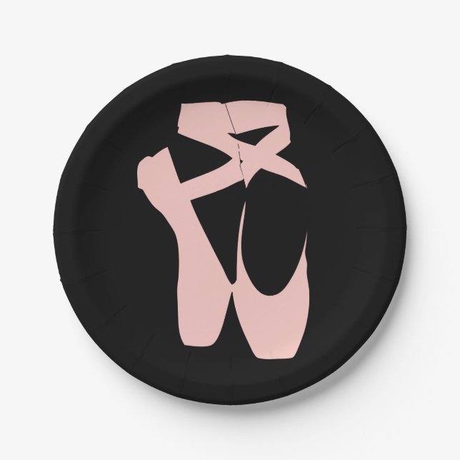Pink ballet shoes ballet dancer paper plates (Front)