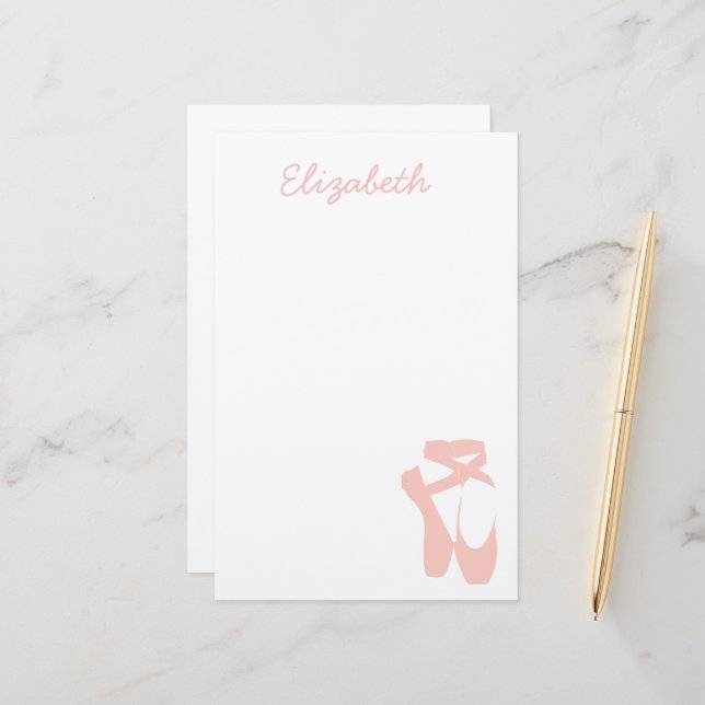 Pink ballet shoes ballet dancer stationery (Front/Back In Situ)