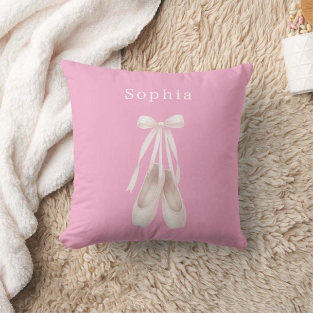 Pink Ballet Shoes Birthday Throw Pillow (Blanket)