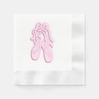 Pink Ballet Shoes Coined Cocktail Napkin