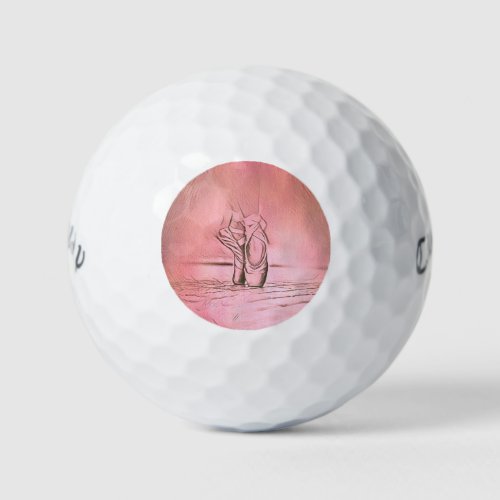 Pink Ballet Shoes on Pointe Dancing Girl Golf Balls