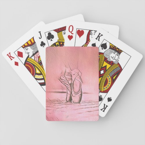 Pink Ballet Shoes on Pointe Dancing Girl Poker Cards