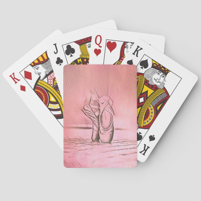 Pink Ballet Shoes on Pointe Dancing Girl Poker Cards (Back)