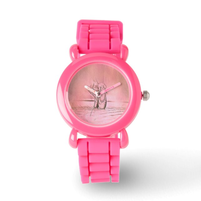 Pink Ballet Shoes on Pointe Watch (Front)