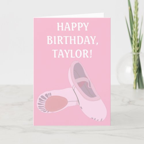 Pink Ballet Shoes Personalized Birthday Card