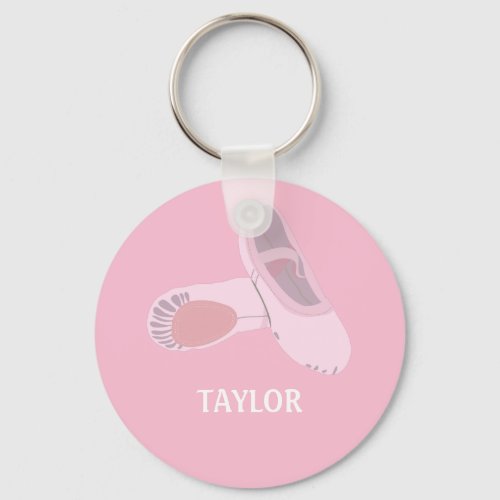 Pink Ballet Shoes Personalized Keychain