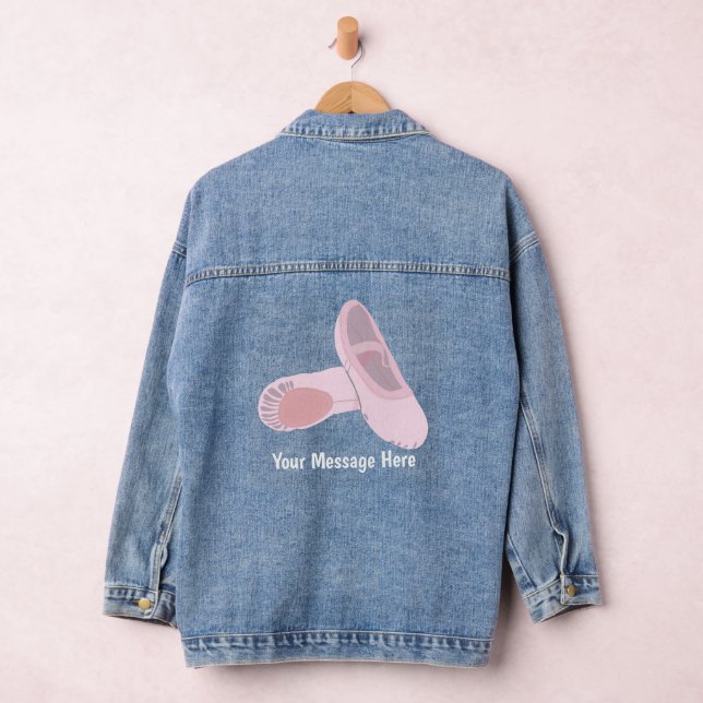 Pink Ballet Shoes Personalized Message Denim Jacket (Hangar)
