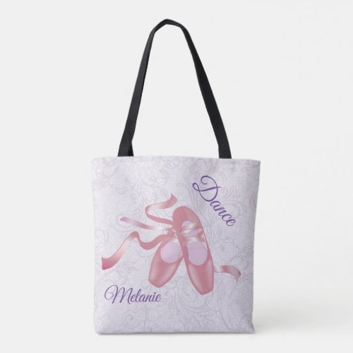 Pink Ballet Shoes Personalized Tote Bag