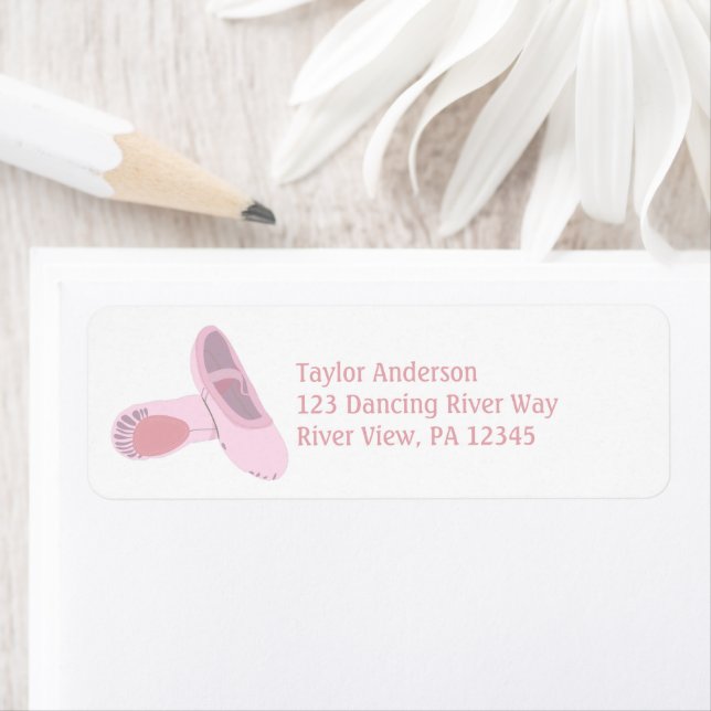 Pink Ballet Shoes Return Address Label (Insitu)