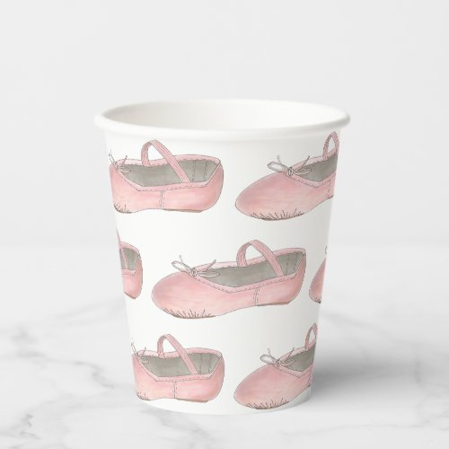 Pink Ballet Shoes Slippers Ballerina Dance Class Paper Cups