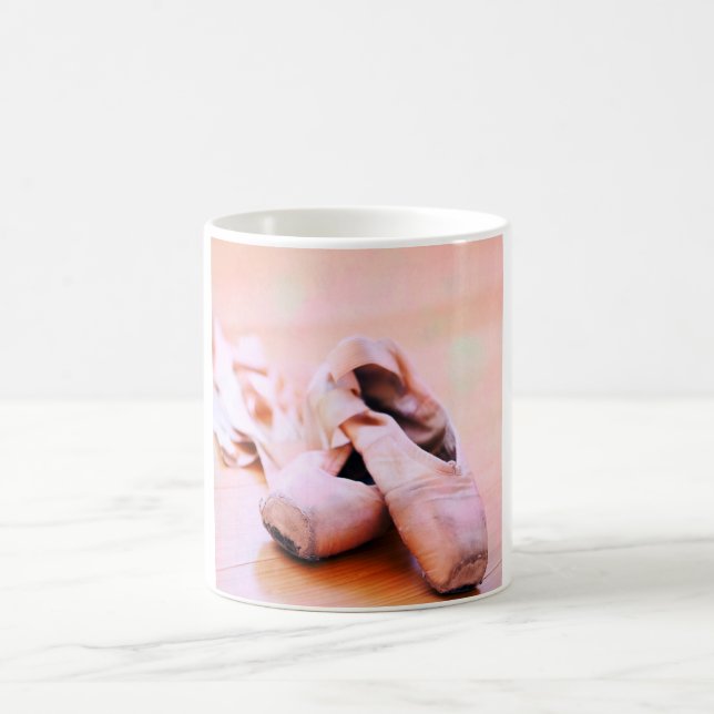 Pink Ballet Slipper Pointe Shoes Dance Template Coffee Mug (Center)