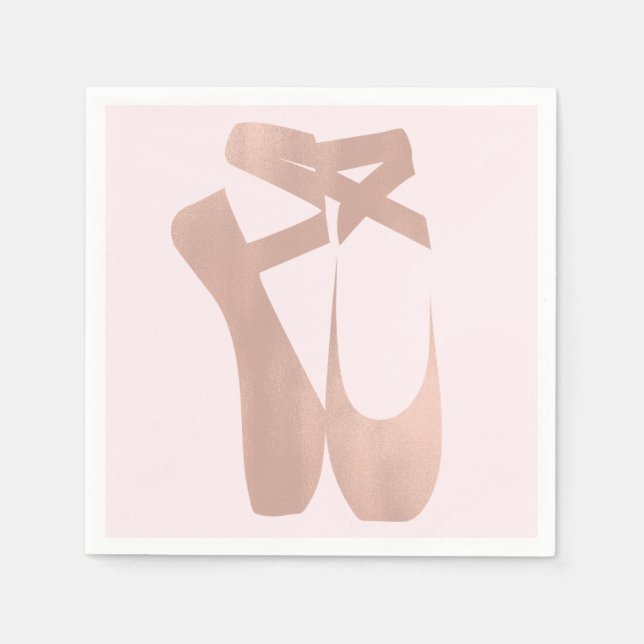 Pink Ballet Slippers Ballerina Birthday Party Paper Napkins (Front)