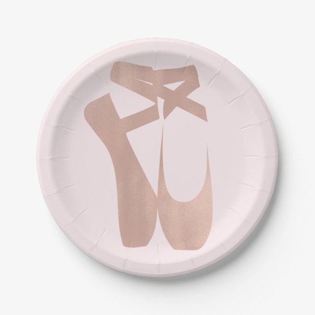 Pink Ballet Slippers Ballerina Birthday Party Paper Plates (Front)