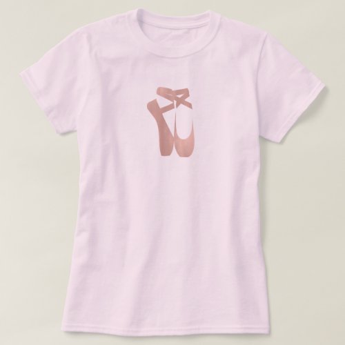 Pink Ballet Slippers Ballerina Rose Gold Bedroom T_Shirt