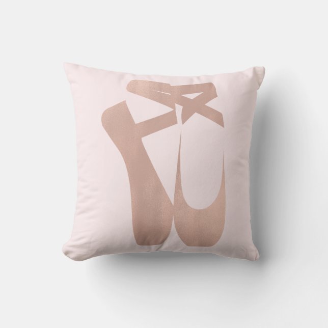 Pink Ballet Slippers Ballerina Rose Gold Bedroom Throw Pillow (Front)