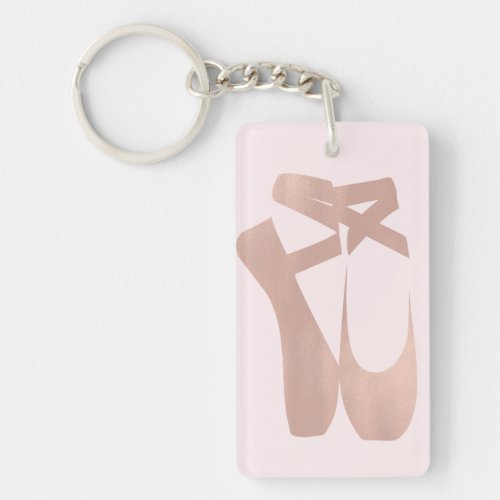 Pink Ballet Slippers Ballerina Rose Gold Chic Keychain